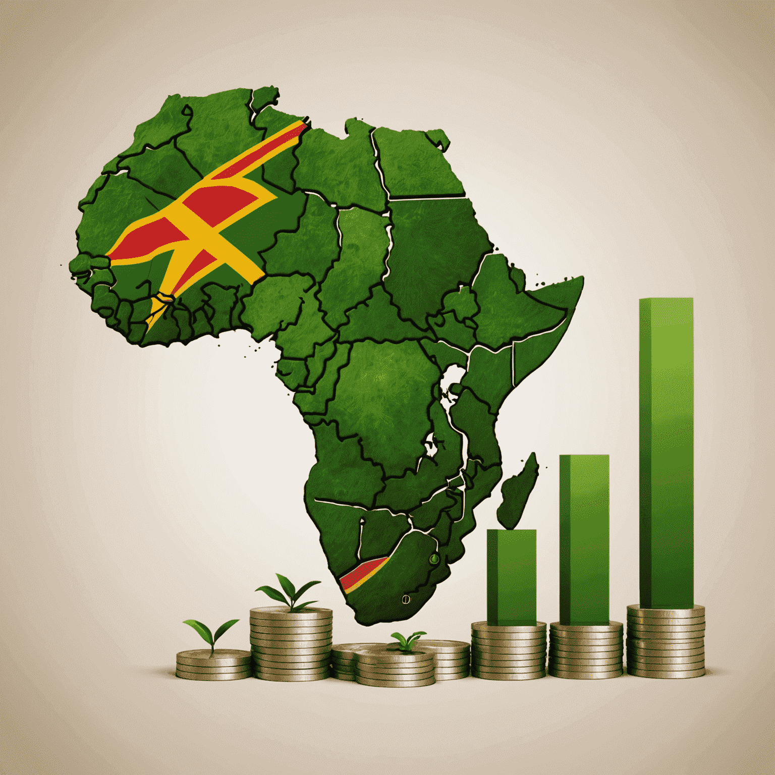 Illustration of a graph showing upward business growth trends in Africa