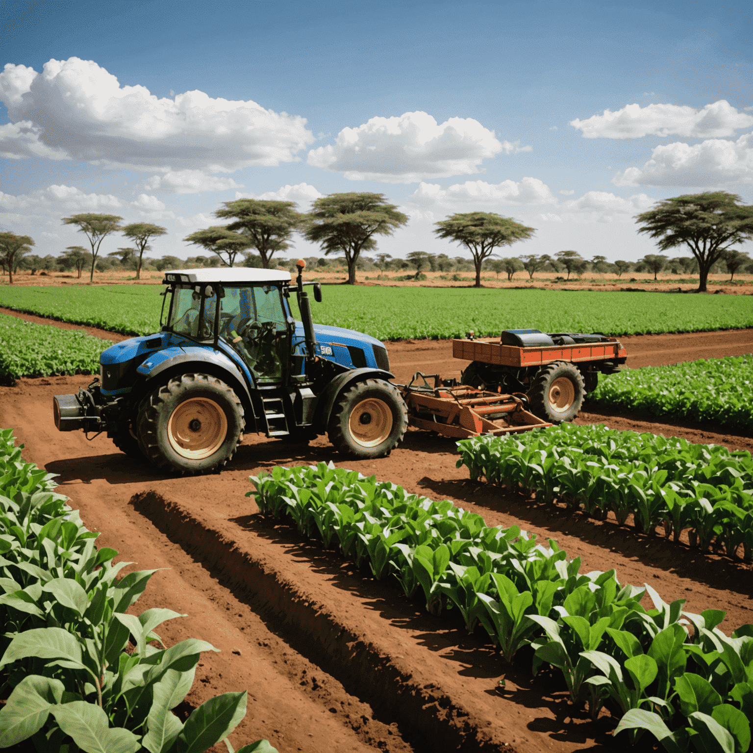 A modern farm in Kenya with advanced agricultural equipment