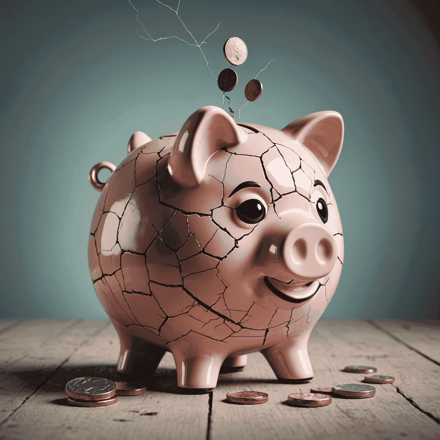 Image representing financial challenges such as a piggy bank with cracks