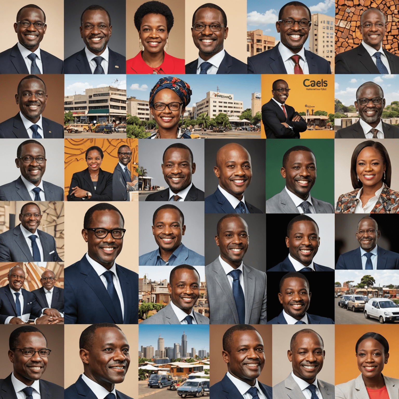 A collage of successful African businesses, representing case studies of effective growth strategies